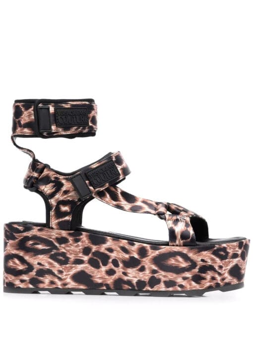 Versace Jeans Couture  leopard print platform sandals