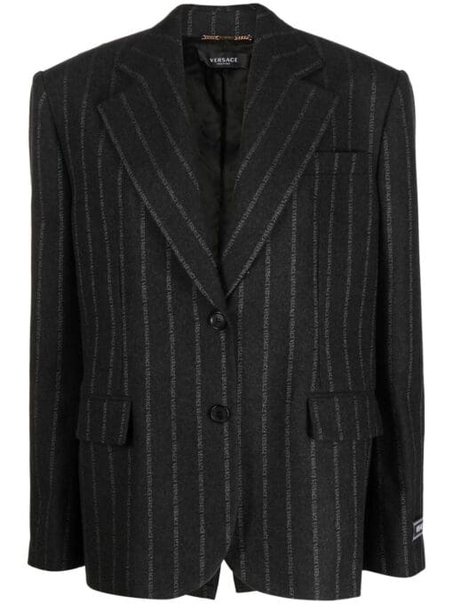 Versace  shoulder-pads logo-print blazer