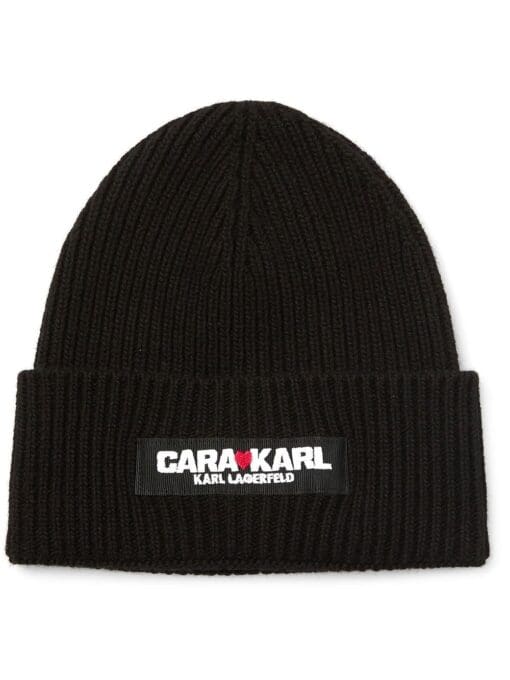 Karl Lagerfeld  x Cara Delevingne logo-patch beanie