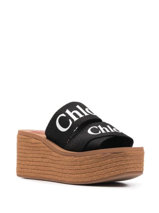 Chloé  80mm logo-print wedge sandals - Image 2