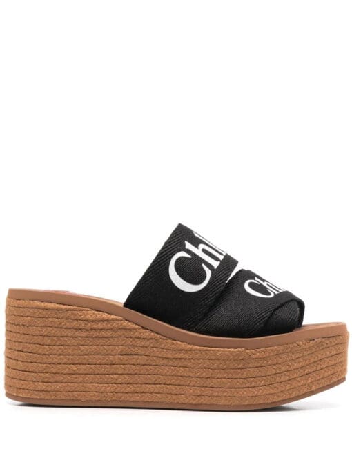 Chloé  80mm logo-print wedge sandals