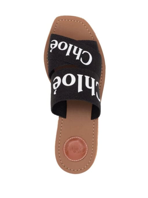 Chloé  80mm logo-print wedge sandals - Image 4