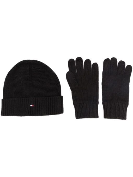 Tommy Hilfiger  embroidered-logo beanie and gloves set