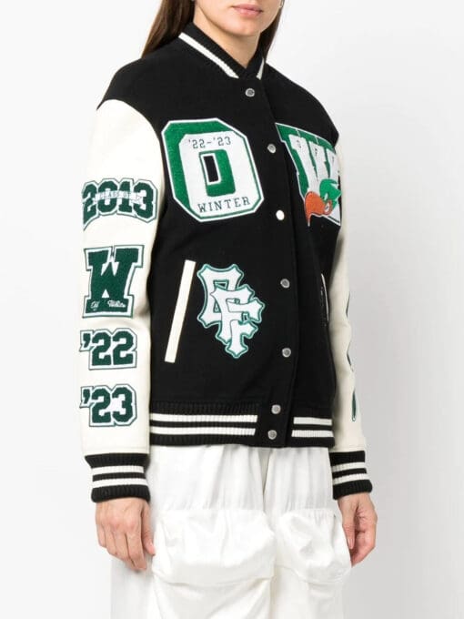 Off-White  Embr Patches embroidered varsity jacket - Image 4