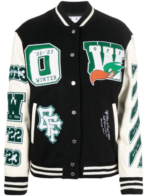 Off-White  Embr Patches embroidered varsity jacket