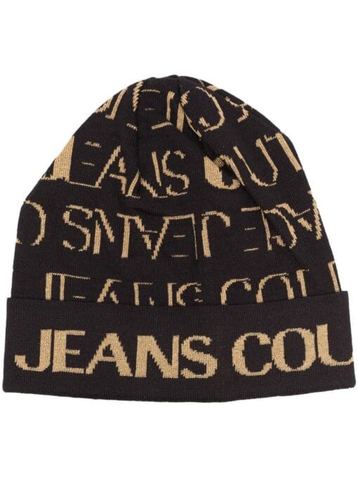 Versace Jeans Couture  logo embroidered beanie hat