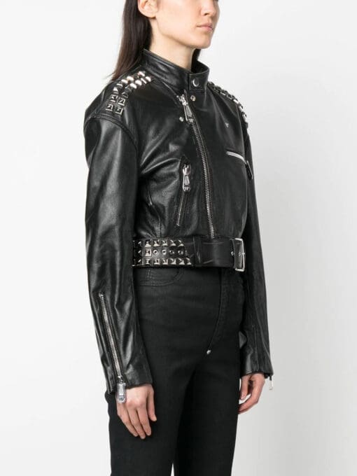 Philipp Plein  rock-stud cropped leather jacket - Image 3