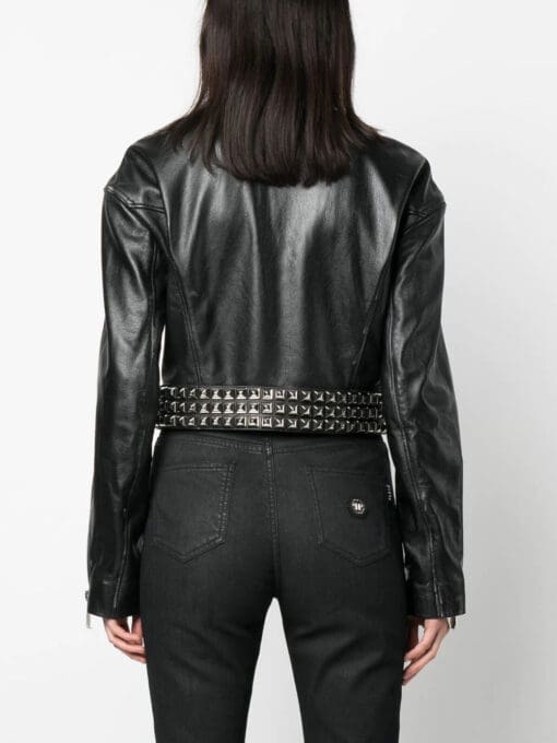 Philipp Plein  rock-stud cropped leather jacket - Image 4