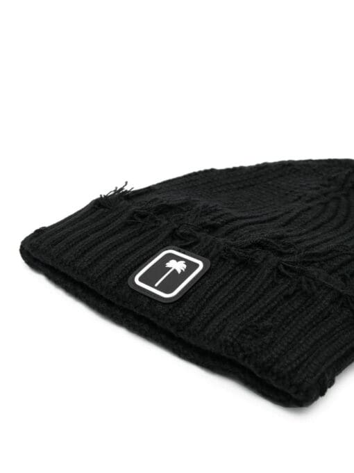 Palm Angels  logo-patch wool beanie - Image 2