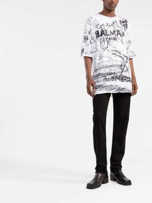 Balmain  graffiti-print cotton T-shirt - Image 2