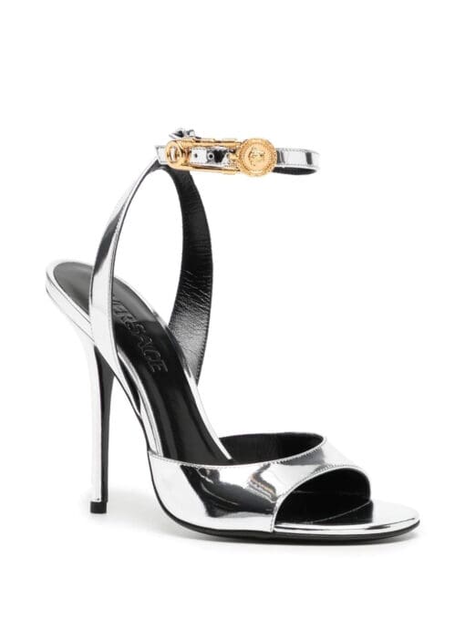 Versace  Safety Pin 110mm metallic sandals - Image 2