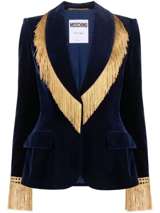 Moschino  fringe-trim velvet blazer