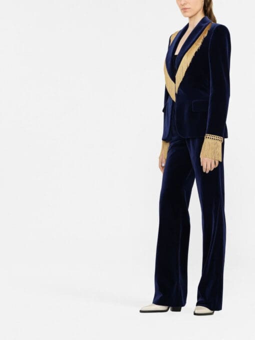 Moschino  fringe-trim velvet blazer - Image 4