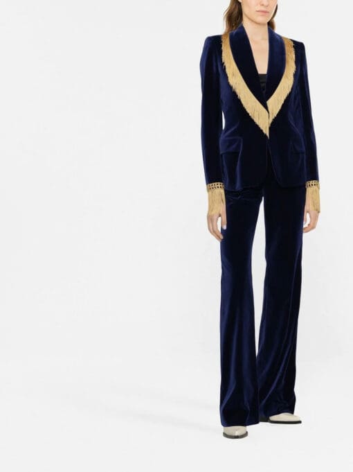 Moschino  fringe-trim velvet blazer - Image 2