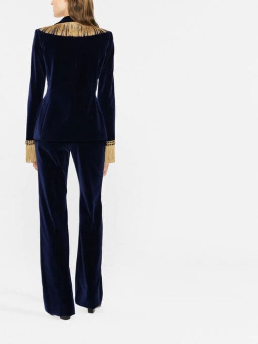 Moschino  fringe-trim velvet blazer - Image 3