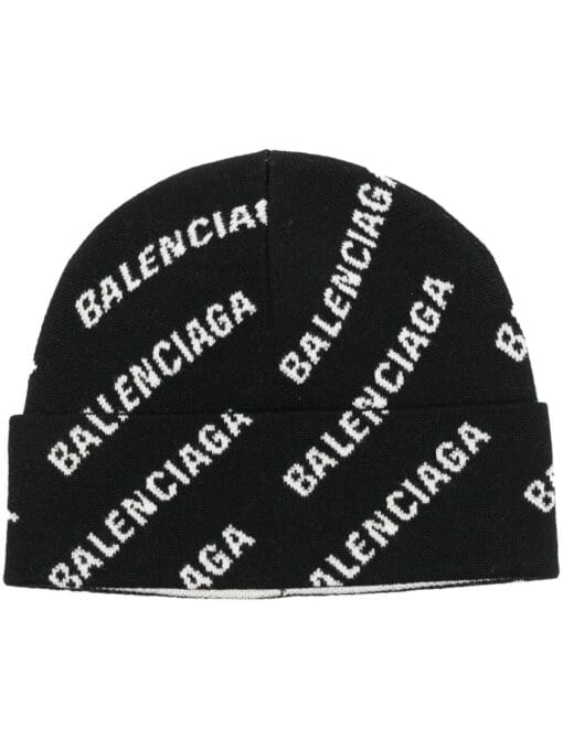 Balenciaga  logo-print knitted beanie