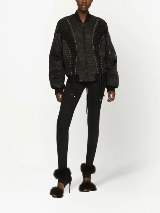 Dolce & Gabbana  lace-up detailed bomber jacket - Image 3