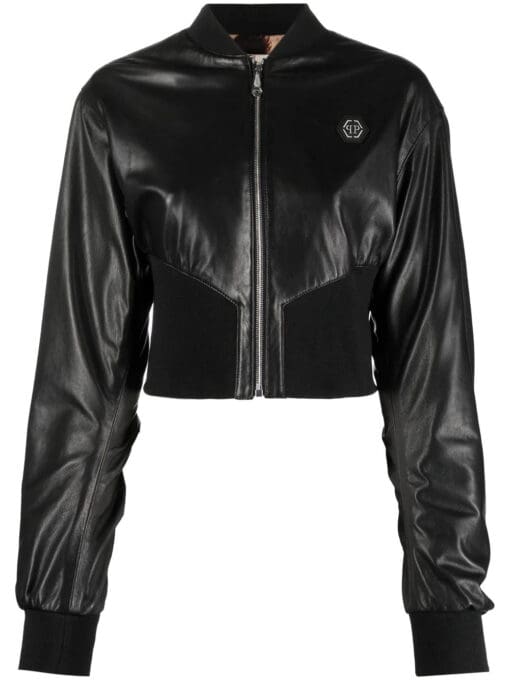 Philipp Plein  leather bomber jacket