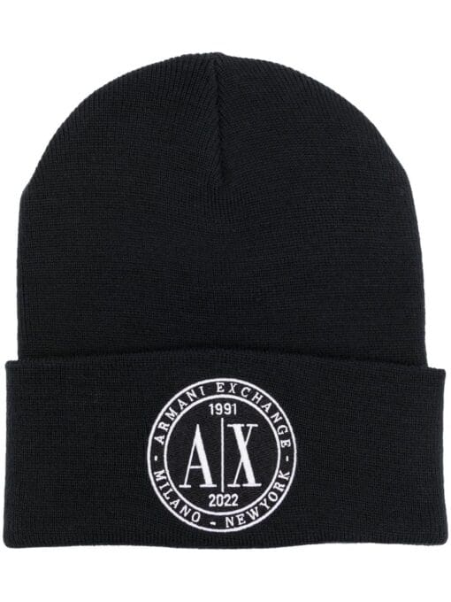 Armani Exchange  embroidered-logo knit beanie