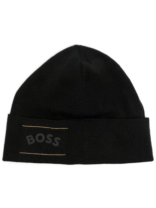 BOSS  logo-print knit hat