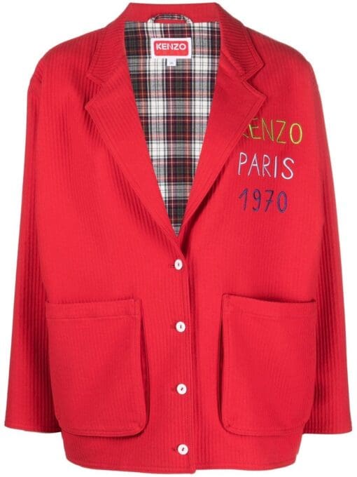 Kenzo  logo-embroidered single-breasted blazer