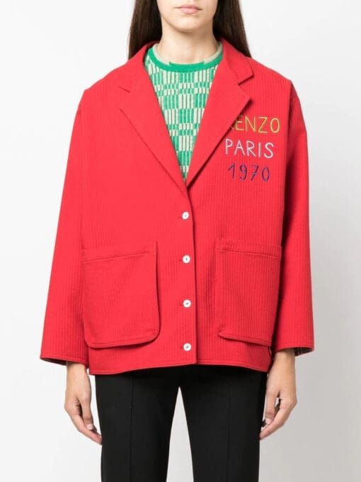 Kenzo  logo-embroidered single-breasted blazer - Image 3