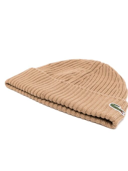 Lacoste  logo-patch ribbed-knit beanie - Image 2