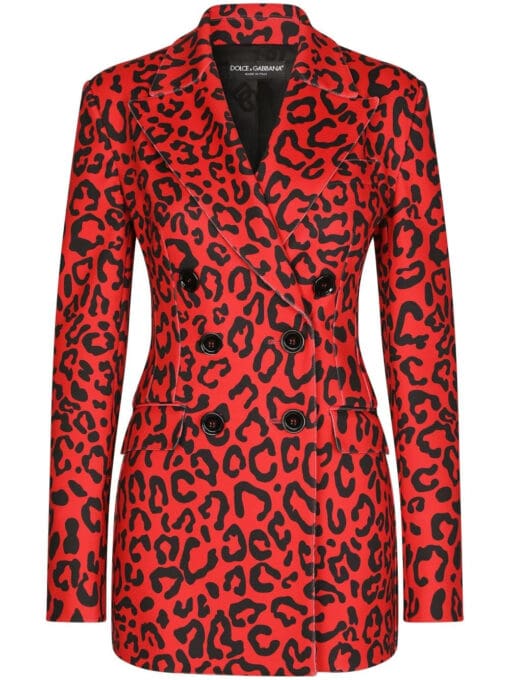 Dolce & Gabbana  leopard print double-breasted blazer