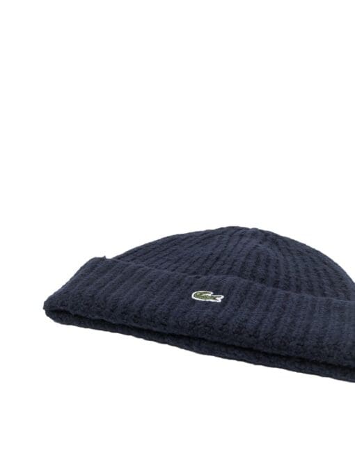 Lacoste  logo-patch ribbed-knit beanie - Image 2