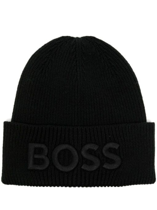 BOSS  intarsia-knit logo beanie