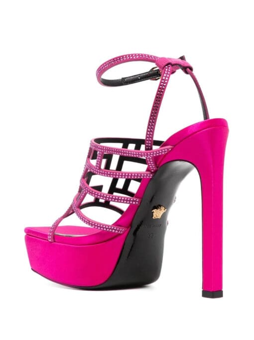 Versace  Greca Maze 140mm crystal leather platform sandals - Image 3