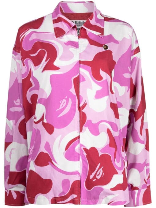 A BATHING APE®  abstract-print zip-up jacket