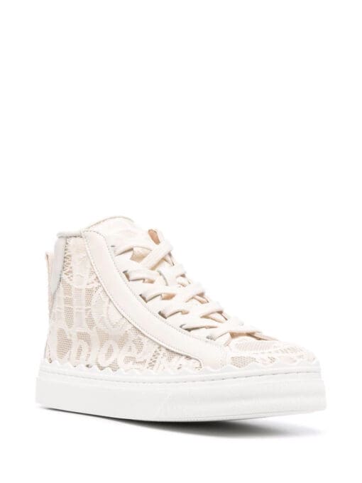 Chloé  logo lace panels hi-top sneakers - Image 2