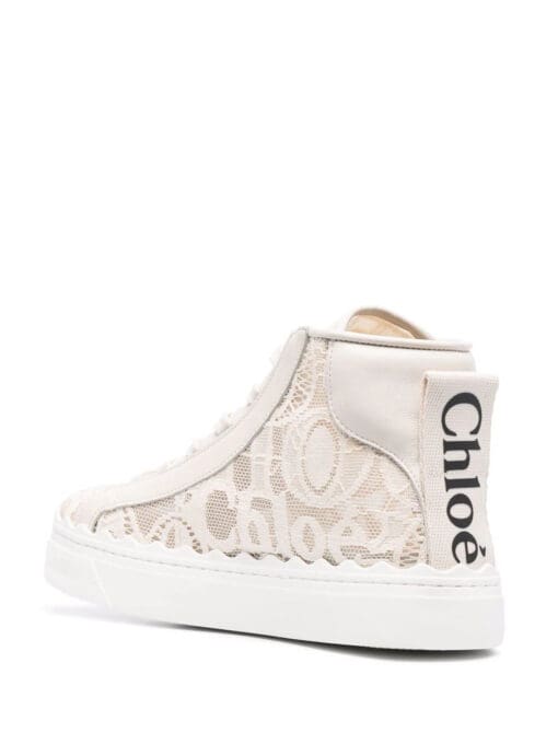 Chloé  logo lace panels hi-top sneakers - Image 3