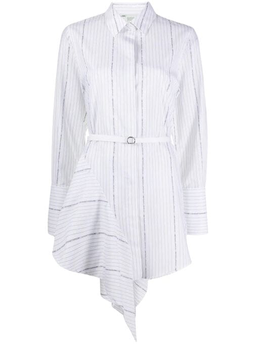 Off-White  striped asymmetric mini shirt dress