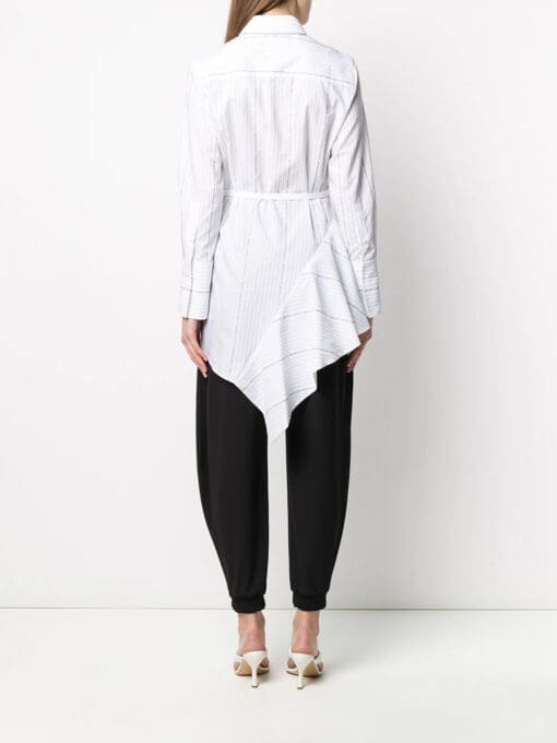 Off-White  striped asymmetric mini shirt dress - Image 4