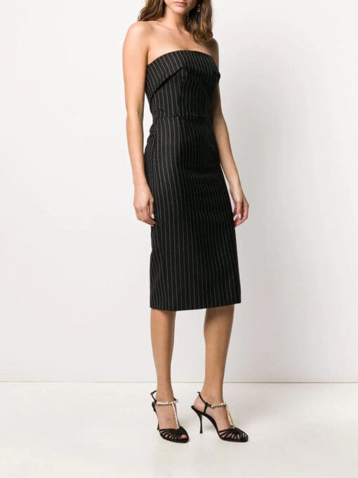 Dolce & Gabbana  pinstriped strapless fitted dress - Image 3