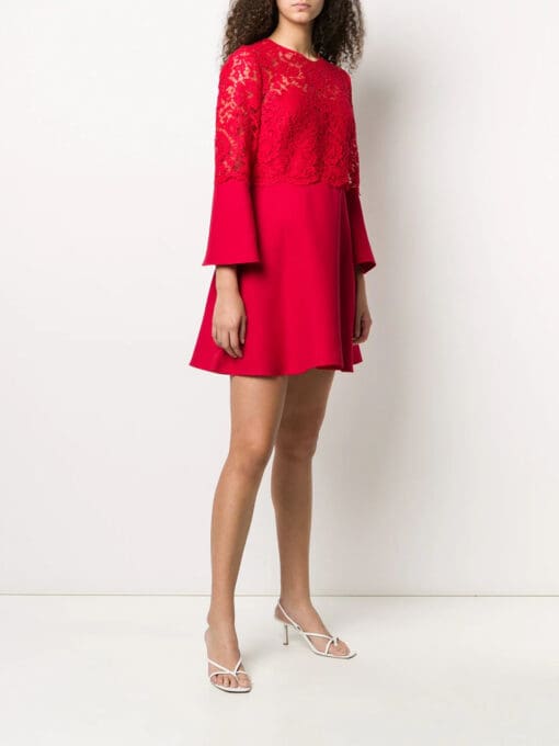 Valentino Garavani  floral lace A-line minidress - Image 3