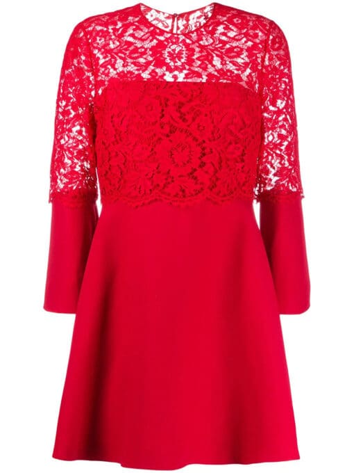 Valentino Garavani  floral lace A-line minidress