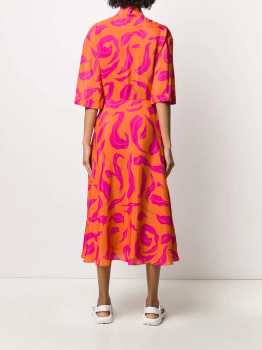 Off-White  leaf print plung dress - Image 4