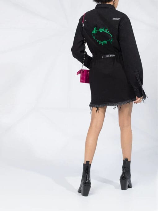 Off-White  frayed Industrial belted denim dress - Image 2