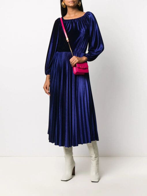 Valentino Garavani  pleated velvet midi dress - Image 2