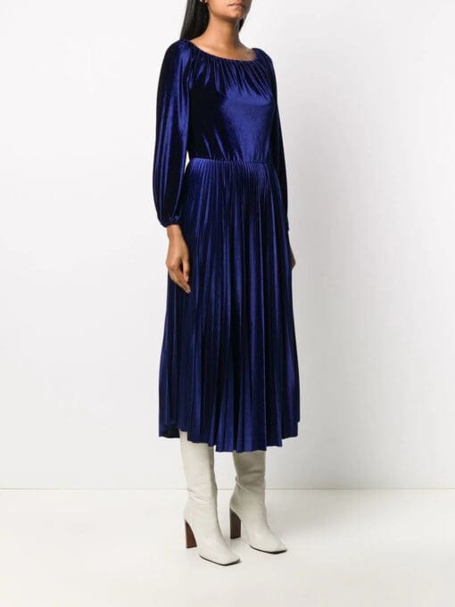 Valentino Garavani  pleated velvet midi dress - Image 3