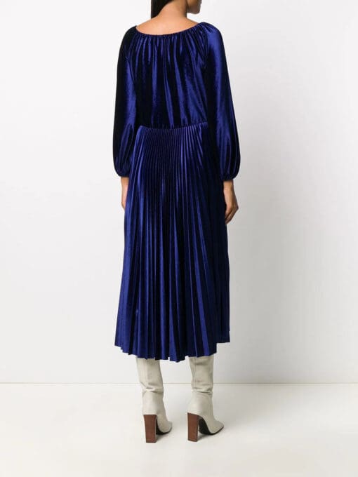 Valentino Garavani  pleated velvet midi dress - Image 4