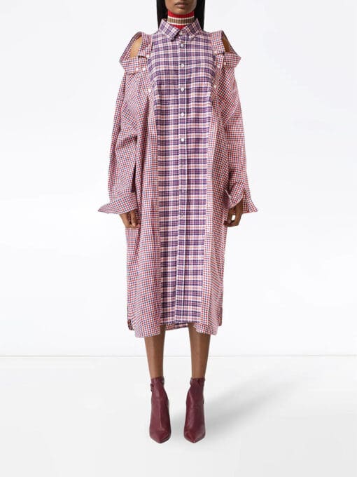 Burberry  reconstructed contrast check shirt dress - Image 3