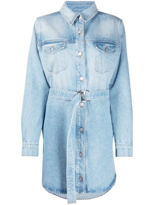 Off-White  Arrows floral-embroidered denim shirtdress