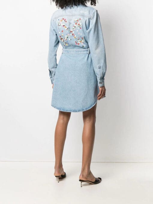 Off-White  Arrows floral-embroidered denim shirtdress - Image 4