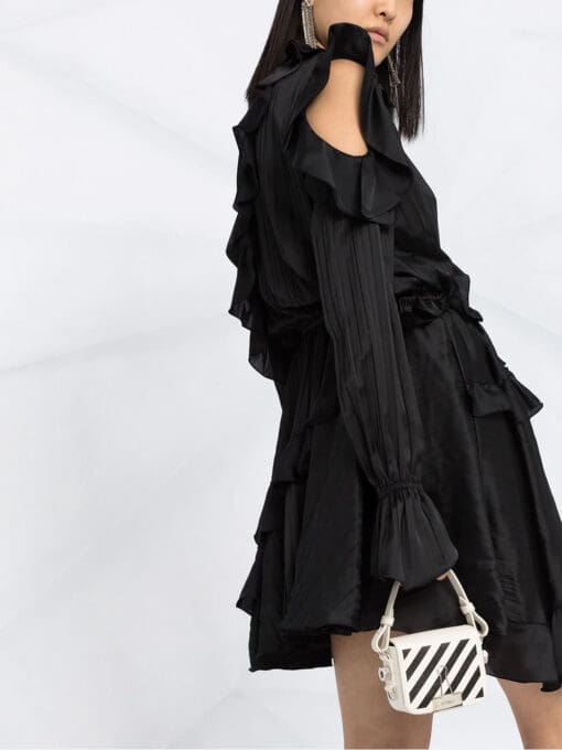 Off-White  creased ruffled cocktail dress - Image 3