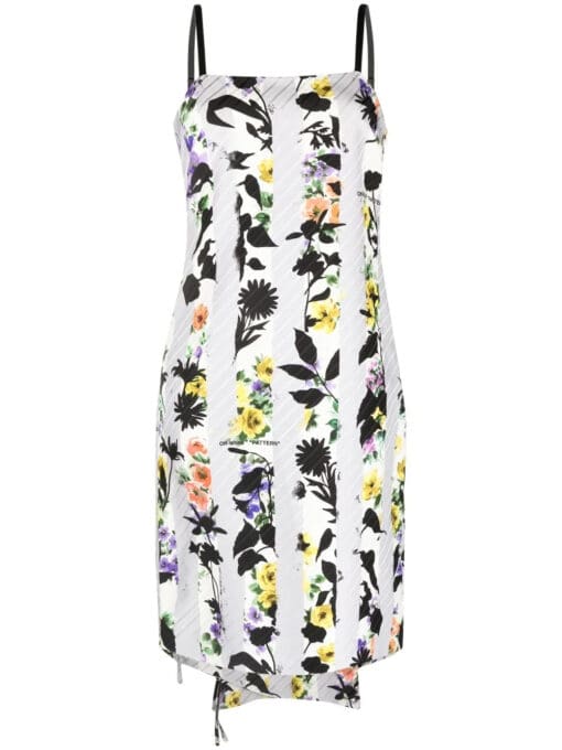 Off-White  floral-print tie detail dress