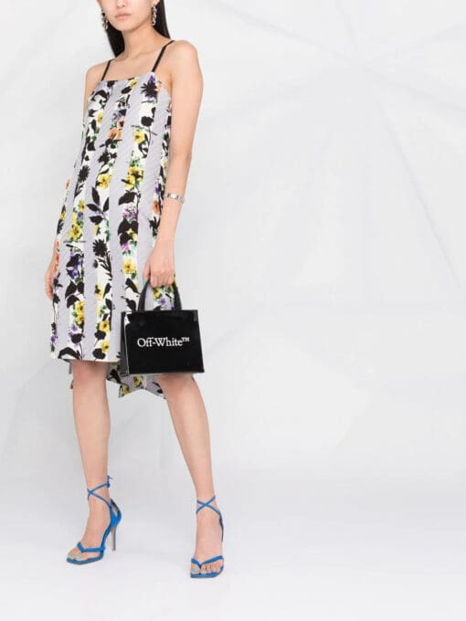 Off-White  floral-print tie detail dress - Image 2